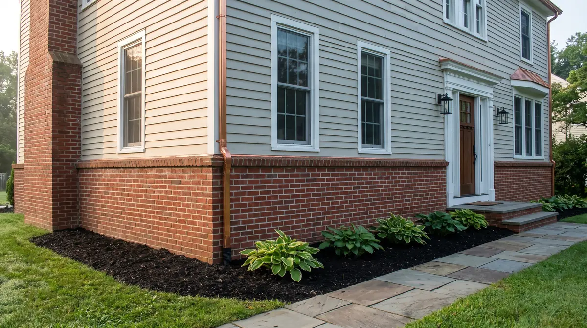 Foundation and mulch bed where perimeter pest control is applied